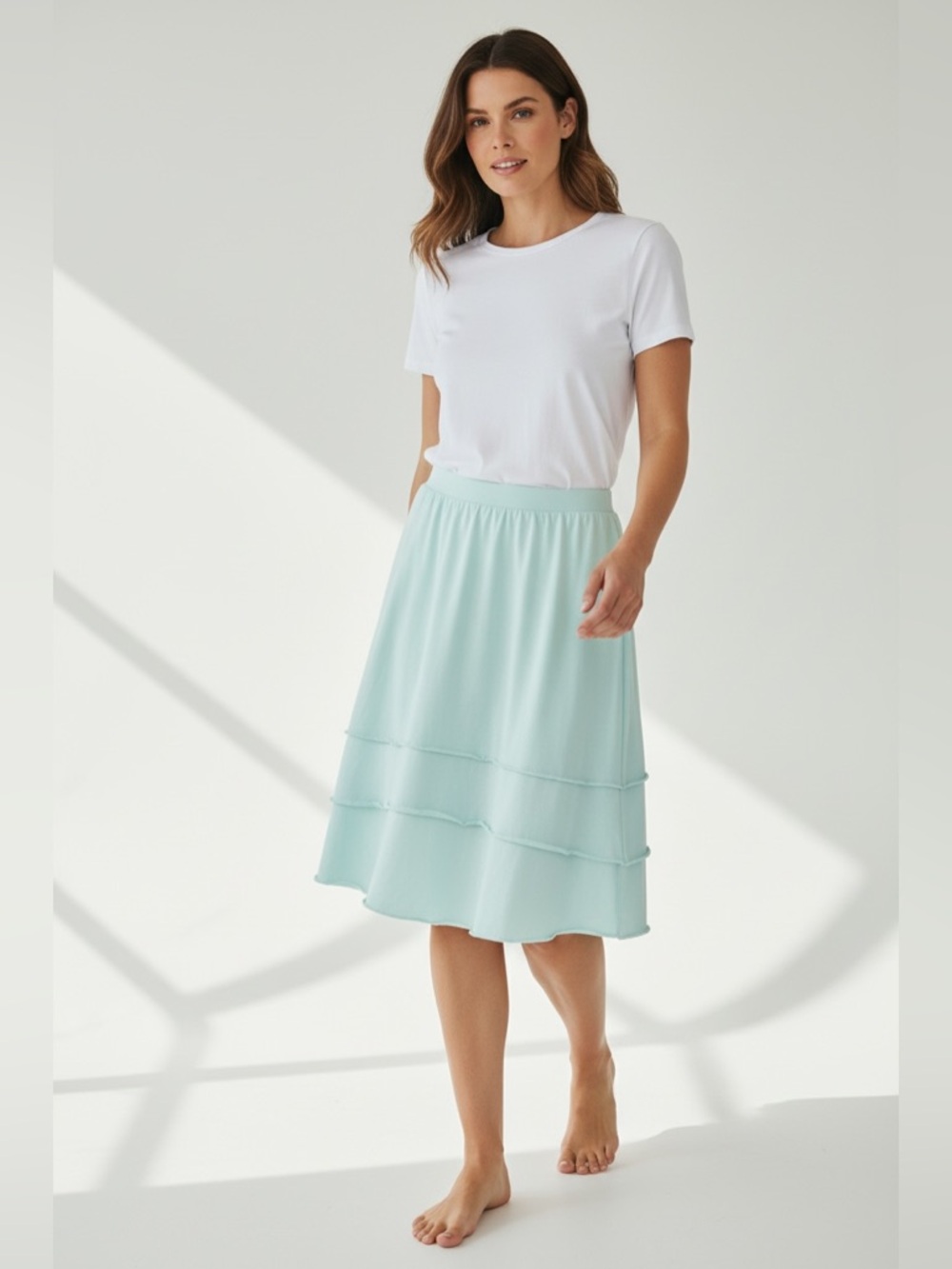 Mododoc Slub Jersey Knit Skirt Blue Size XL
